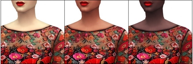 Sims 4 Red embroidered tulle dress at Rusty Nail