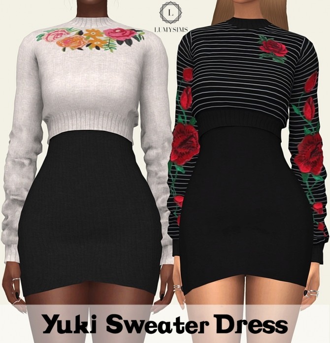Sims 4 Yuki Sweater Dress at Lumy Sims