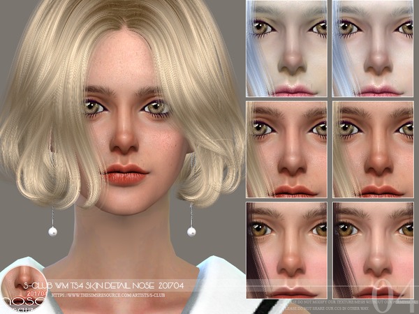 Sims 4 Skin Detail Nose 201704 by S Club WM at TSR