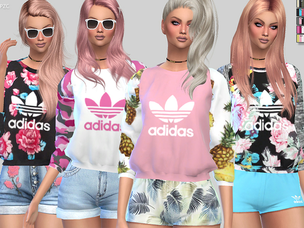Sims 4 Sandy and Luna Sporty Sweatshirts by Pinkzombiecupcakes at TSR