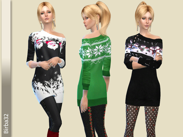 Sims 4 Wool Christmas Dress by Birba32 at TSR