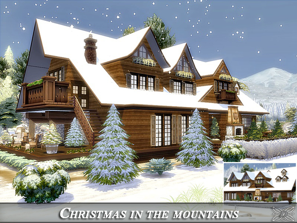 Sims 4 Christmas in the mountains home by Danuta720 at TSR