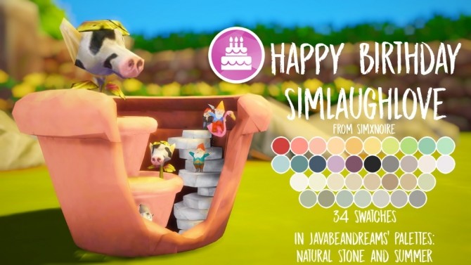 Sims 4 Simlaughlove‘s birthday set at The Plumbob Tea Society