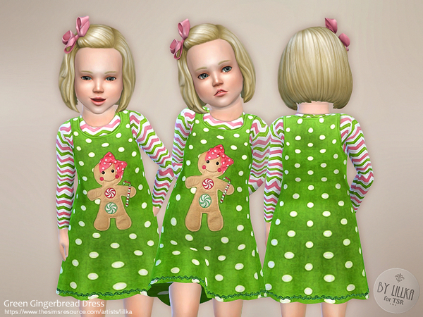 Sims 4 Green Gingerbread Dress by lillka at TSR