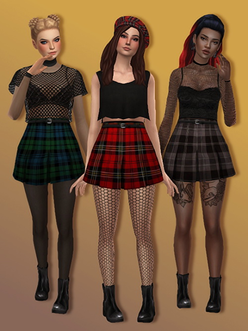 Sims 4 Pleated Mini Skirt Darker Plaid Edition at Trillyke