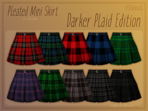Sims 4 Pleated Mini Skirt Darker Plaid Edition at Trillyke