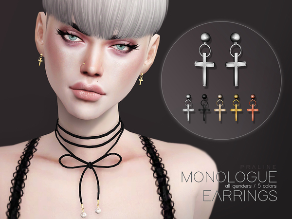 Sims 4 Monologue Earrings by Pralinesims at TSR