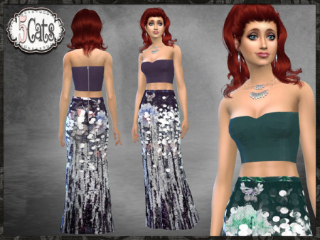 SF Tube Top with Long Sequin Skirt Outfit by Five5Cats at TSR