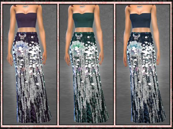 Sims 4 SF Tube Top with Long Sequin Skirt Outfit by Five5Cats at TSR