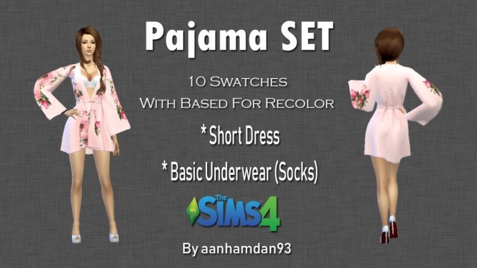 Sims 4 Ririchiyo Shirakiin Collections & Pajama SET at Aan Hamdan Simmer93