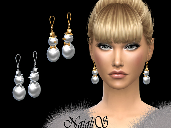 Sims 4 Snowman earrings by NataliS at TSR