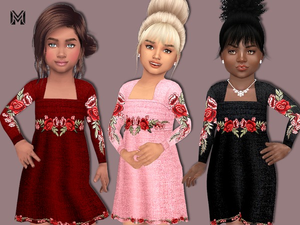 Sims 4 Flower Embroidered Dress by MartyP at TSR