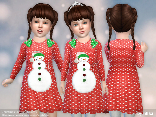 Sims 4 Christmas Snowman Dress by lillka at TSR