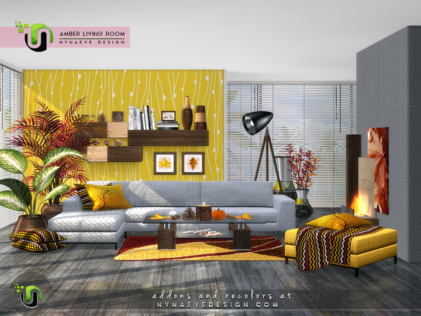 Sims 4 Amber Living Room by NynaeveDesign at TSR