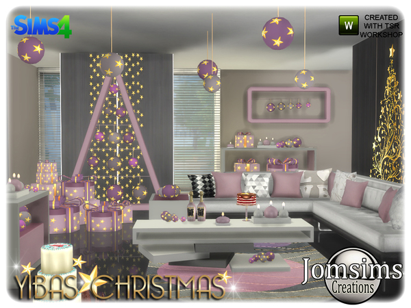 Sims 4 Yibas Christmas living room by jomsims at TSR