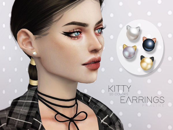 Sims 4 Kitty Earrings by Pralinesims at TSR