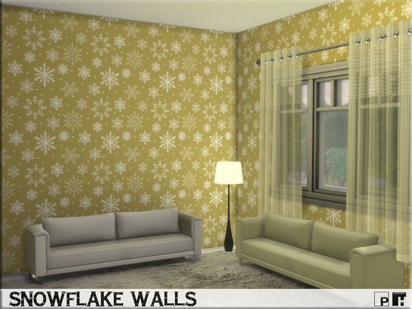 Sims 4 Snowflake Walls by Pinkfizzzzz at TSR