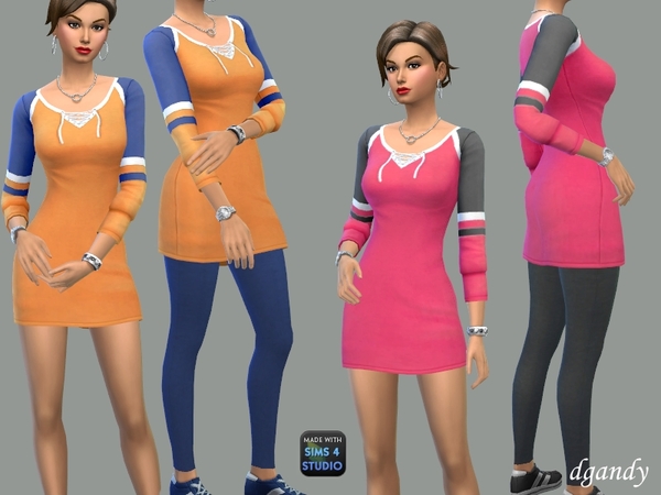 Sims 4 Long T Shirt mini with or without Leggings by dgandy at TSR