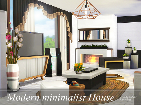 Sims 4 Modern minimalist house by Runaring at TSR