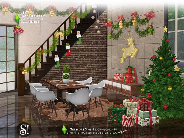 Sims 4 Happy Holidays festive decor items by SIMcredible at TSR
