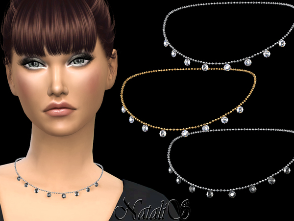 Sims 4 Multi crystals pendant necklace by NataliS at TSR