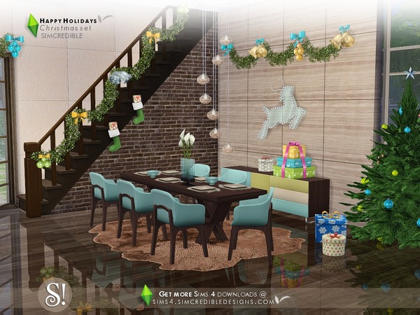 Sims 4 Happy Holidays festive decor items by SIMcredible at TSR