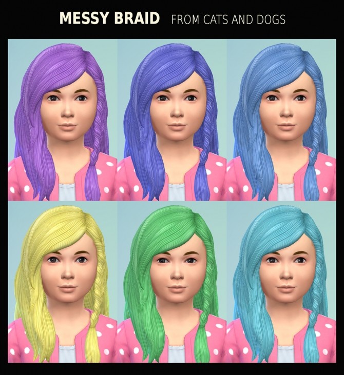 Female Child Hair Messy Braid 21 Recolours by Simmiller at Mod The Sims » Sims  4 Updates