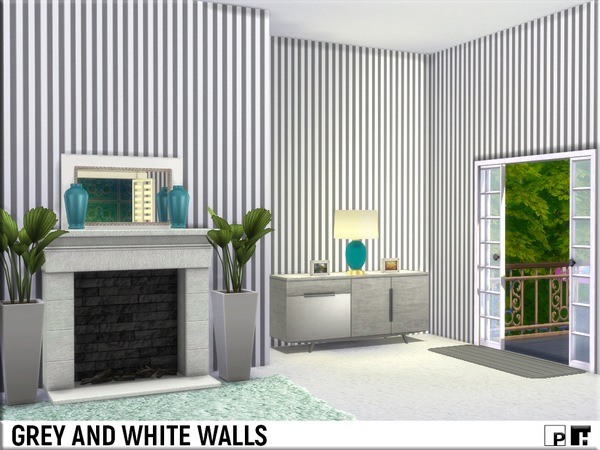 Sims 4 Grey and White Walls by Pinkfizzzzz at TSR