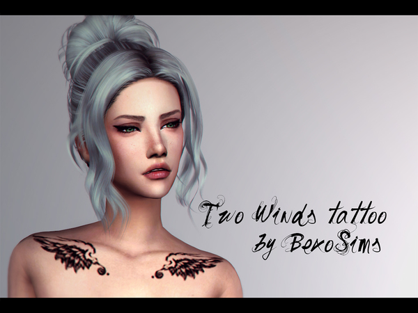 Sims 4 Two Wings tattoo by BexoSims at TSR