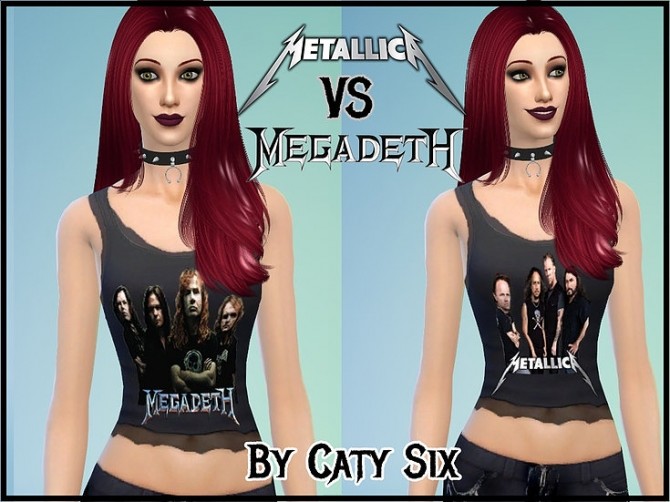 Sims 4 Metallica VS Megadeth Tank Tops at CatySix