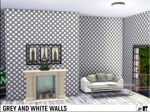 Sims 4 Grey and White Walls by Pinkfizzzzz at TSR
