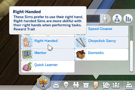 Sims 4 Reveal the Handedness Traits by MattBrancher at Mod The Sims