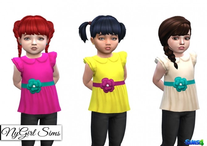 Sims 4 Ruffle Sleeve Shirt with Flower Sash at NyGirl Sims