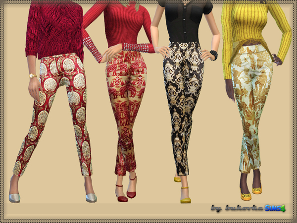 Sims 4 Pants Silk Brocade by bukovka at TSR