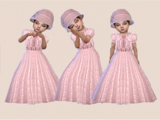 Sims 4 Formal toddler dress and hat set at Trudie55