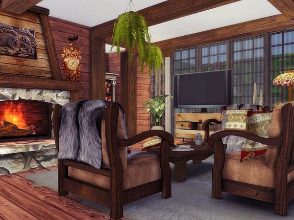 Sims 4 Wooden Cabin by MychQQQ at TSR