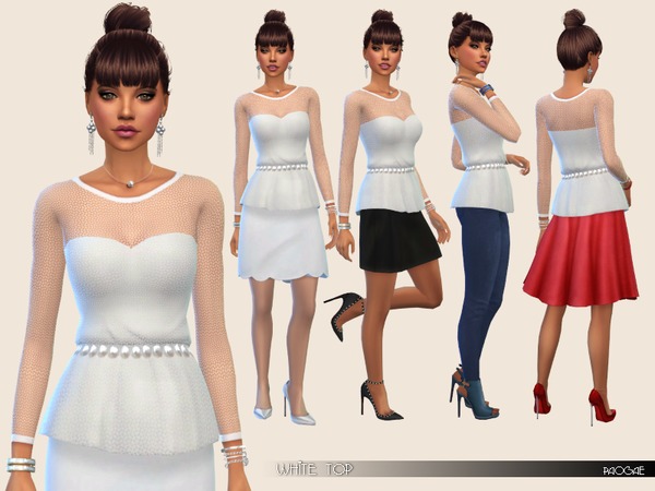 Sims 4 White Top by Paogae at TSR