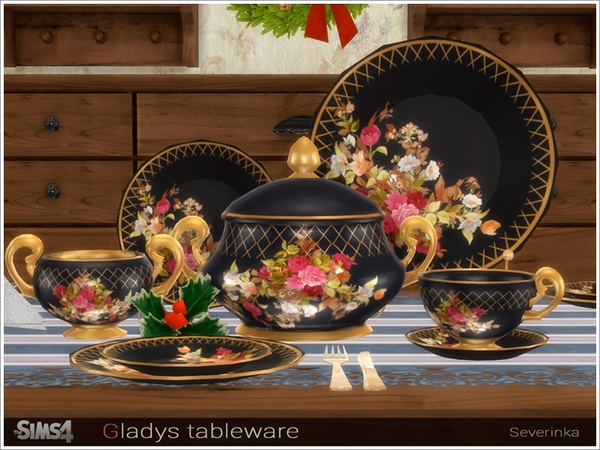 Sims 4 Gladys tableware by Severinka at TSR