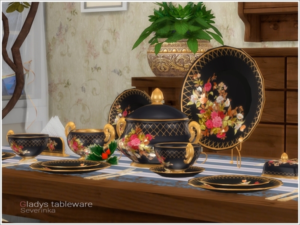 Sims 4 Gladys tableware by Severinka at TSR