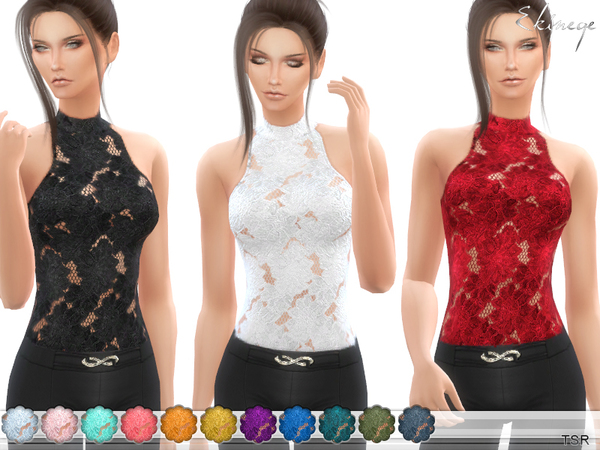 Sims 4 Floral Lace Bodysuit (Top) by ekinege at TSR