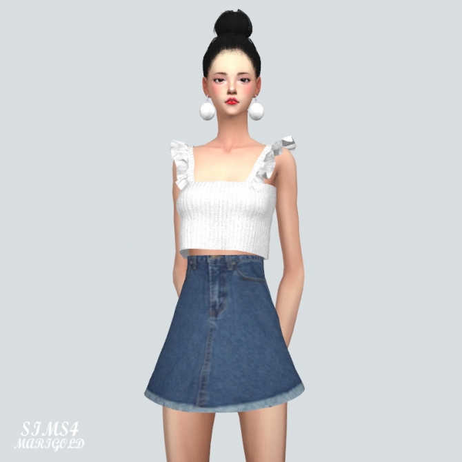 J Frill Crop Top at Marigold » Sims 4 Updates