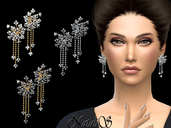 Sims 4 Stardust drop earrings by NataliS at TSR
