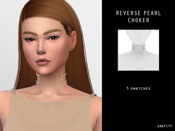 Sims 4 Reverse Pearl Choker by GrafitySims at TSR