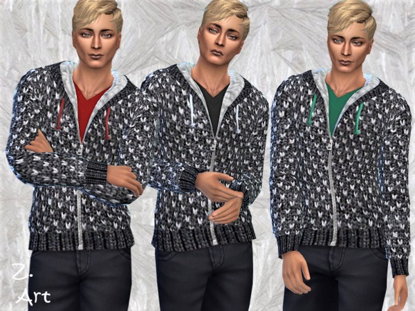 Sims 4 Winter CollectZ Men 02 hoodie with zipper and shirt by Zuckerschnute20 at TSR