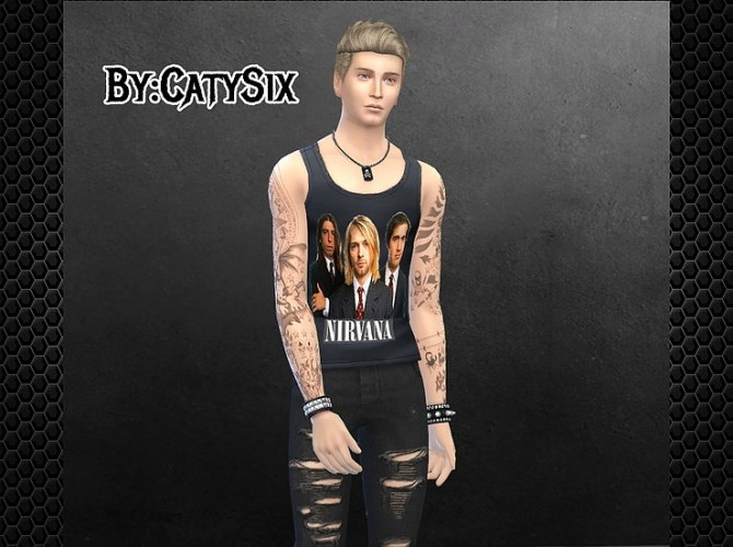 Sims 4 Nirvana/Slipknot Tank Tops at CatySix