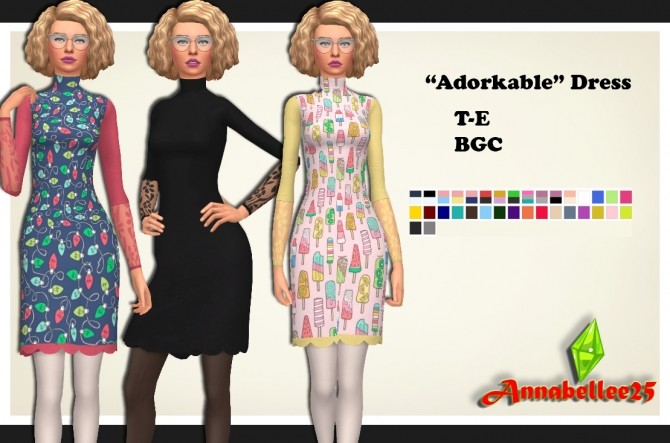 Sims 4 Adorable Dorky Dress by Annabellee25 at SimsWorkshop