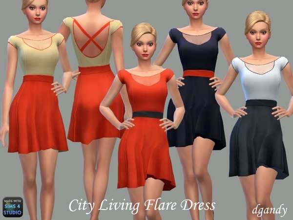 Sims 4 City Living Flare Dress by dgandy at TSR