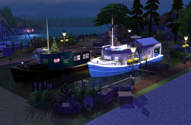 Sims 4 Amsterdam House Boats by Velouriah at Mod The Sims