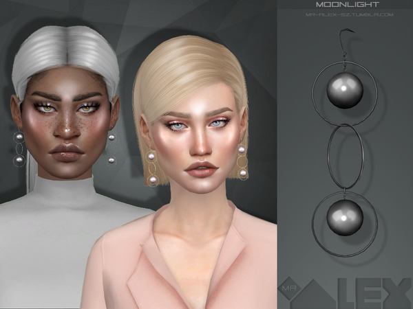 Sims 4 Moonlight earrings by Mr.Alex at TSR