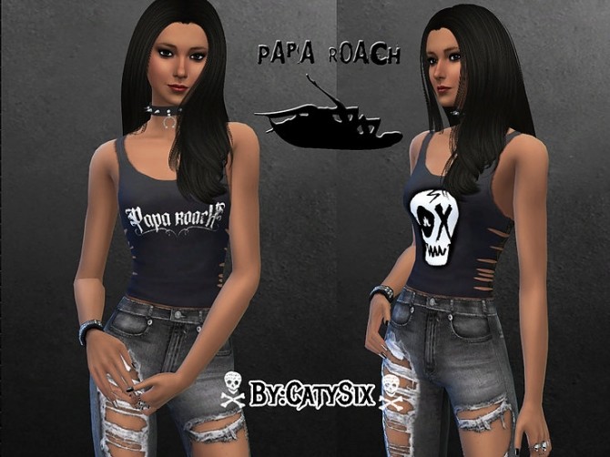 Sims 4 3 Papa Roach Tank Tops at CatySix